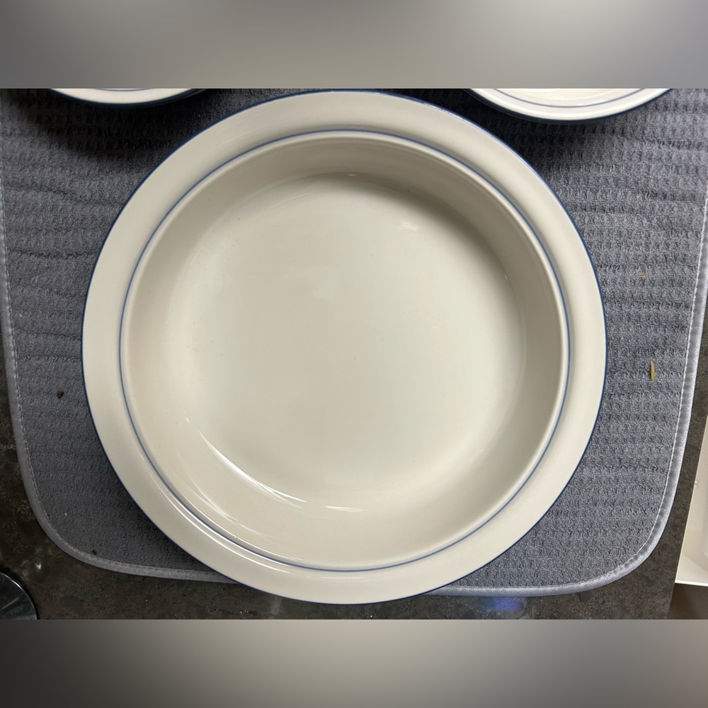 Lenox Blue pinstripes “For the Blue” pattern cooking/baking dish. 9.75x2.25”